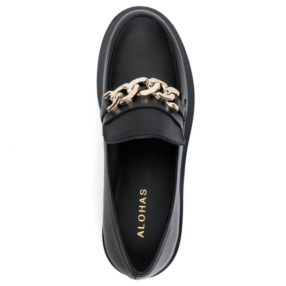 ALOHAS Black Flats with Gold Accent